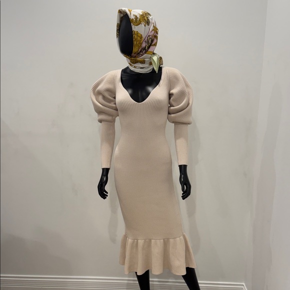 KHAITE Dresses & Skirts - NEW Khaite Carolyn Bessette Style Sculptural Wool Knit Dress XS Bergdorf Goodman
